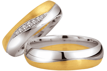 Gelbgold mit poliertem Wei&szlig;gold kombiniert